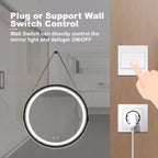Miroir de courtoisie de salle de bain 32 pouces avec éclairage LED, élégant, avec fond lumineux, cadre en alliage d'aluminium noir, haute luminosité, tactile dimmable, contrôle par interrupteur mural