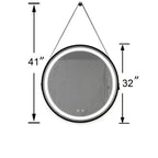 Miroir de courtoisie de salle de bain 32 pouces avec éclairage LED, élégant, avec fond lumineux, cadre en alliage d'aluminium noir, haute luminosité, tactile dimmable, contrôle par interrupteur mural