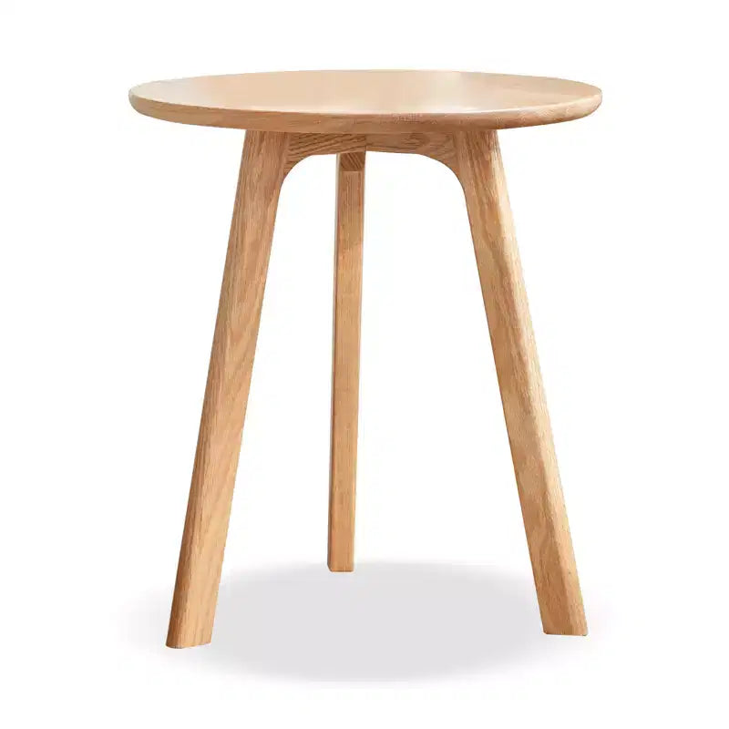 GDFStudio Wallis Table d'appoint ronde minimaliste à trois pieds en chêne massif de 50 cm de hauteur