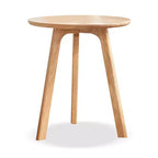GDFStudio Wallis Table d'appoint ronde minimaliste à trois pieds en chêne massif de 50 cm de hauteur