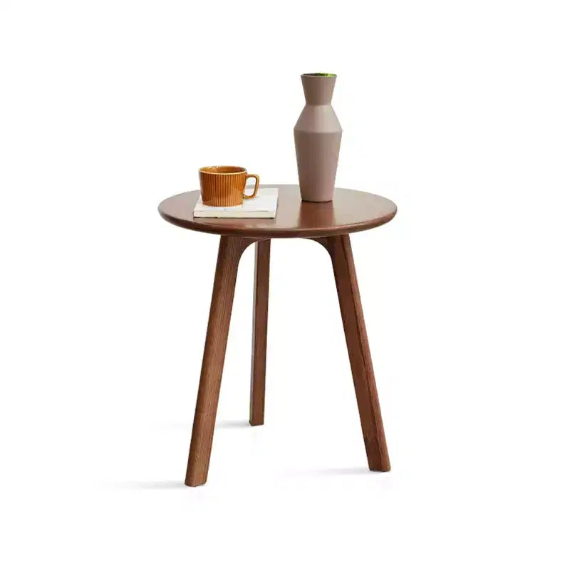 GDFStudio Wallis Table d'appoint ronde minimaliste à trois pieds en chêne massif de 50 cm de hauteur