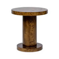 Jennifer Taylor Home Bolin 18 Round Pillar Burl Accent Side Table, Walnut Brown Burl Wood
