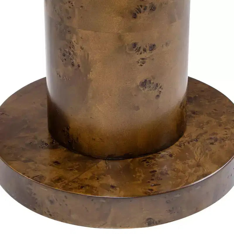 Jennifer Taylor Home Bolin Table d'appoint ronde de 45 cm avec piliers et accents en loupe, Noyer brun