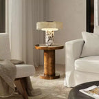 Jennifer Taylor Home Bolin Table d'appoint ronde de 45 cm avec piliers et accents en loupe, Noyer brun