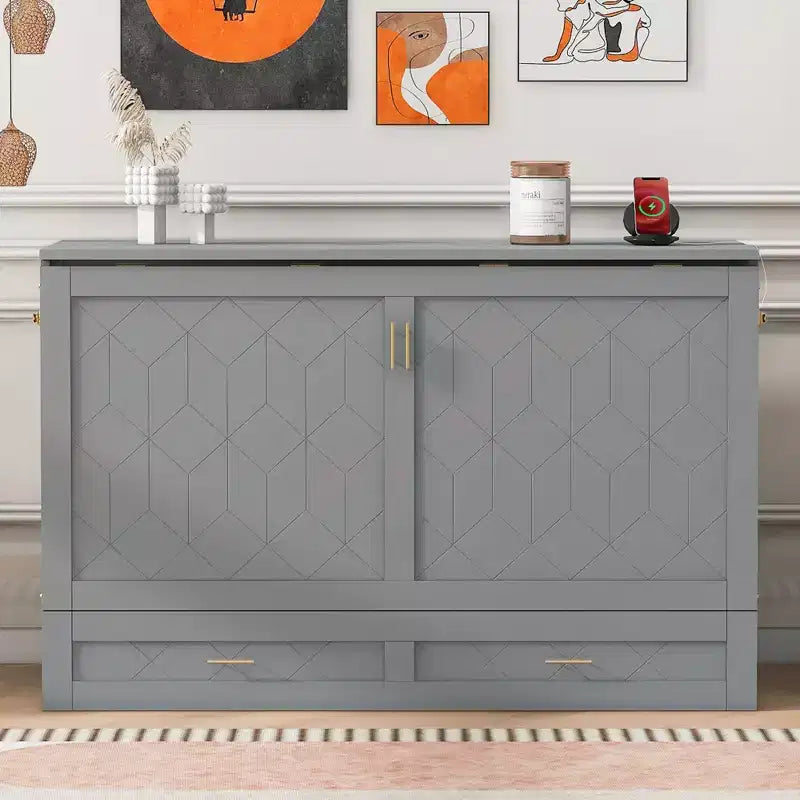 Lit escamotable grand lit Whisen Clever Design, se plie en armoire avec tiroir et ports USB