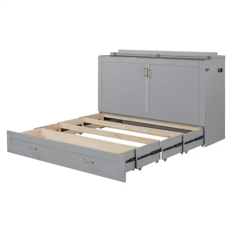 Lit escamotable grand lit Whisen Clever Design, se plie en armoire avec tiroir et ports USB