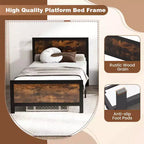 Cadre de Lit en Métal Costway avec Tête de Lit et Pied de Lit, Sommier à Lattes en Métal pour Lit Jumeau/Double/Queen Size