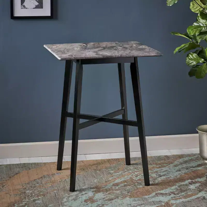 Table de salle à manger de bar carrée 42 GDFStudio Hildred en bois d'hévéa et stratifié moderne