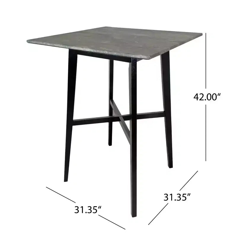 Table de salle à manger de bar carrée 42 GDFStudio Hildred en bois d'hévéa et stratifié moderne