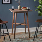 Table de salle à manger de bar carrée 42 GDFStudio Hildred en bois d'hévéa et stratifié moderne