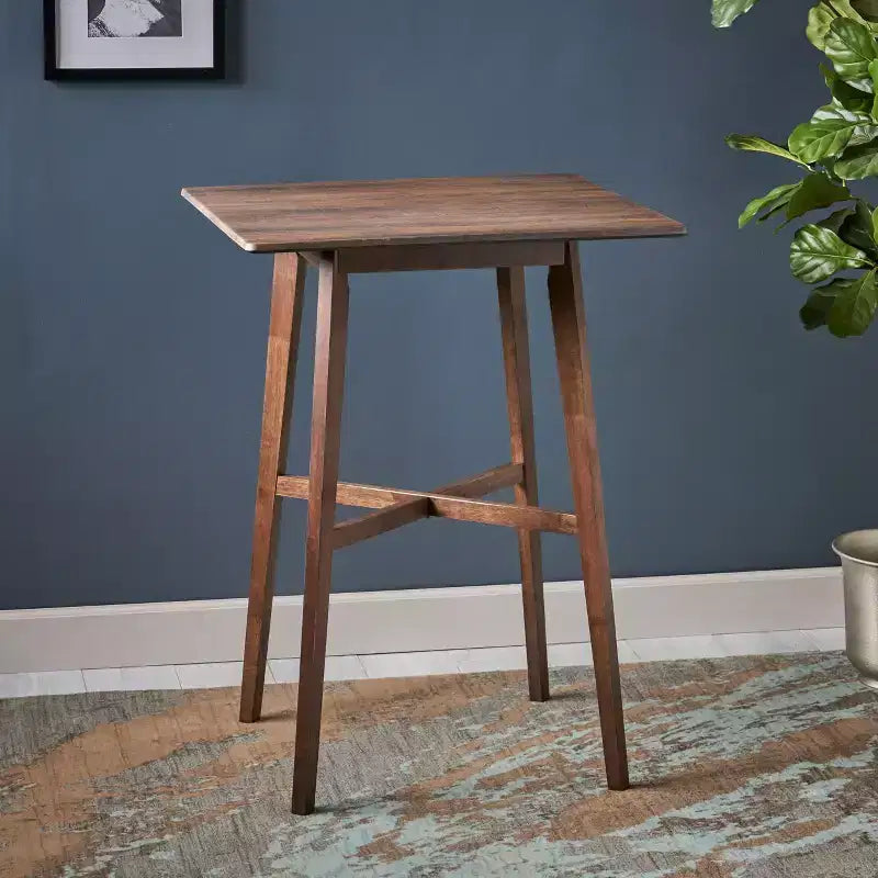 Table de salle à manger de bar carrée 42 GDFStudio Hildred en bois d'hévéa et stratifié moderne