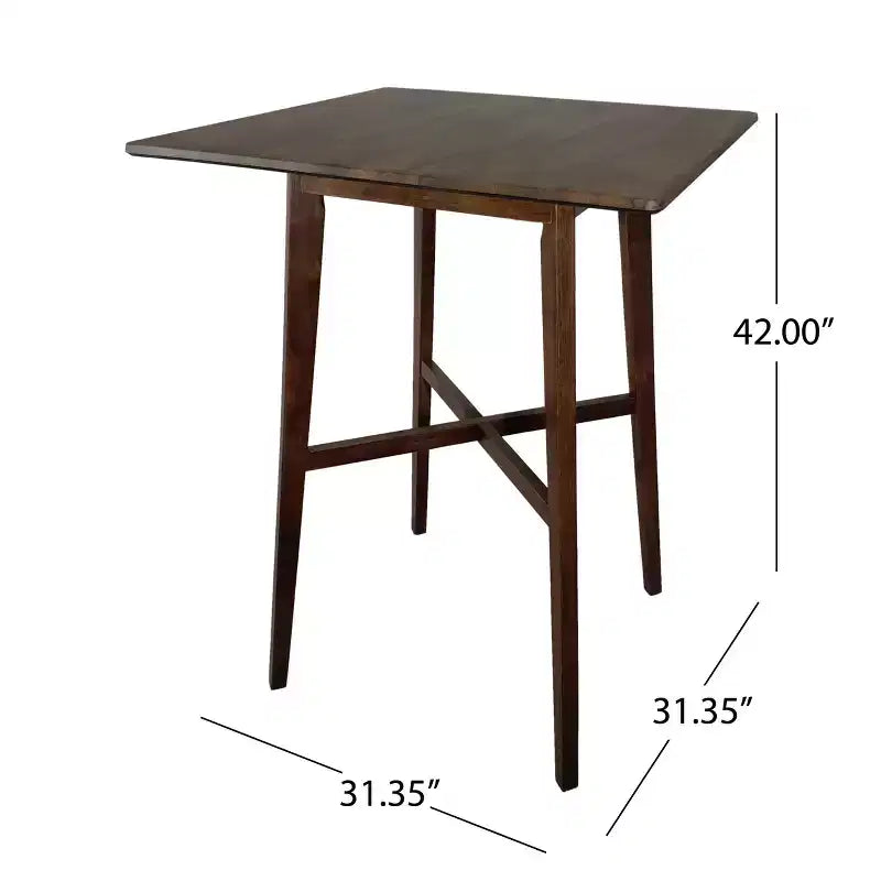 Table de salle à manger de bar carrée 42 GDFStudio Hildred en bois d'hévéa et stratifié moderne