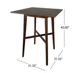 Table de salle à manger de bar carrée 42 GDFStudio Hildred en bois d'hévéa et stratifié moderne