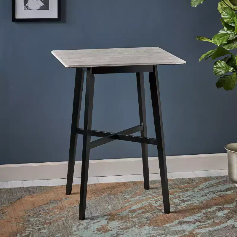 Table de salle à manger de bar carrée 42 GDFStudio Hildred en bois d'hévéa et stratifié moderne
