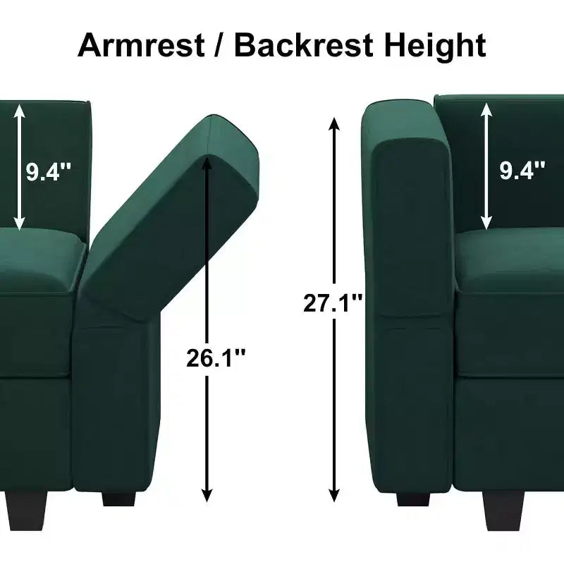 Canapé modulable en velours Belffin avec assise de rangement (5 assises + 6 côtés)