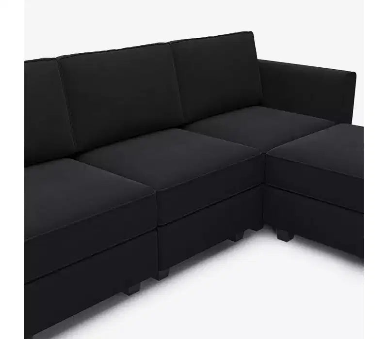 Canapé modulable en velours Belffin avec assise de rangement (5 assises + 6 côtés)