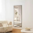 Miroir psyché 70 x 31 pouces, cadre en alliage d'aluminium noir, à poser ou à fixer au mur, idéal pour chambre à coucher, salon et couloir