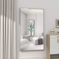 Modern Silver Frame Bathroom Mirror: Oversized, Aluminum, Wall Mounted, Vertical/Horizontal