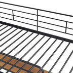 Lit mezzanine double/grand format en métal avec 3 niveaux d'étagères et bureau en L - ModernLuxe