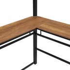 Lit mezzanine double/grand format en métal avec 3 niveaux d'étagères et bureau en L - ModernLuxe