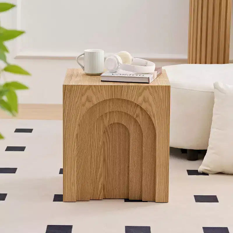 GDFStudio Table d'appoint en bois de 17,71 H avec arche moderne corail
