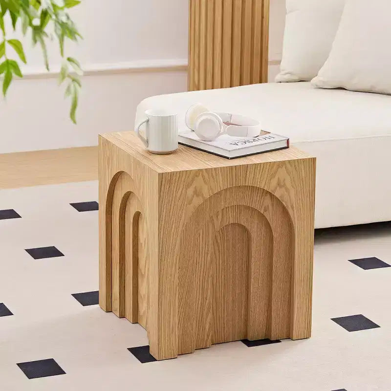 GDFStudio Table d'appoint en bois de 17,71 H avec arche moderne corail