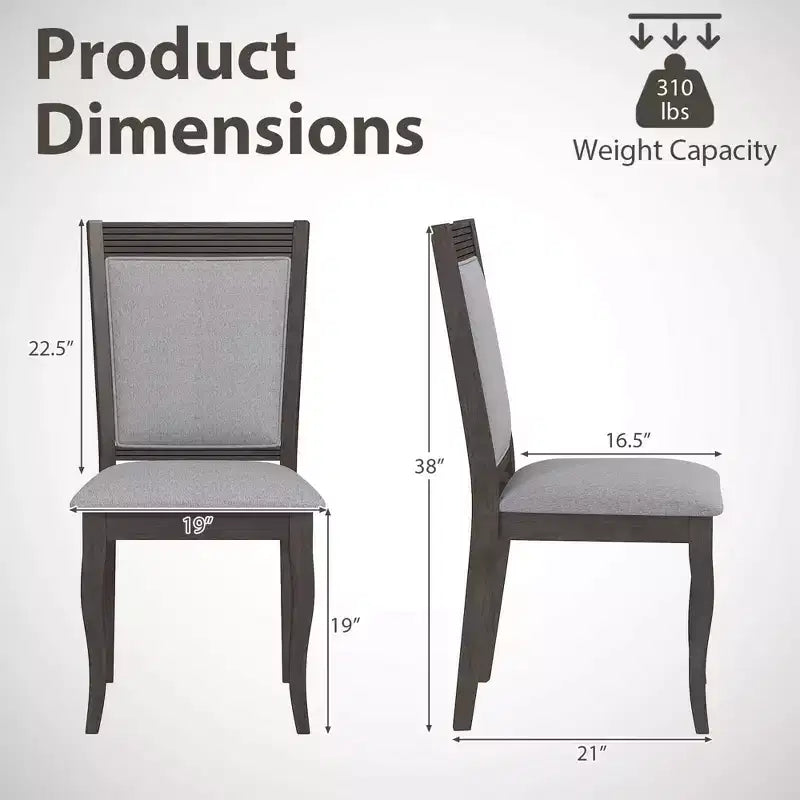 Costway Lot de 2 ou 4 chaises de salle à manger en bois avec cadre en bois d'hévéa, assise rembourrée et dossier haut