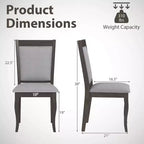 Costway Lot de 2 ou 4 chaises de salle à manger en bois avec cadre en bois d'hévéa, assise rembourrée et dossier haut