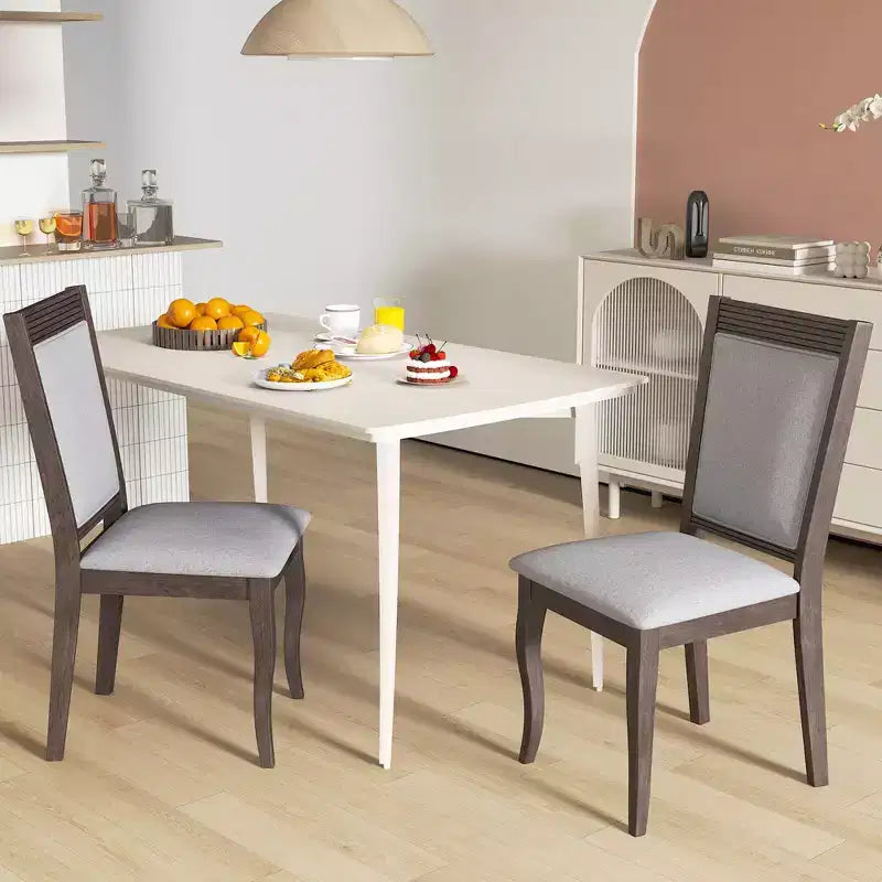 Costway Lot de 2 ou 4 chaises de salle à manger en bois avec cadre en bois d'hévéa, assise rembourrée et dossier haut