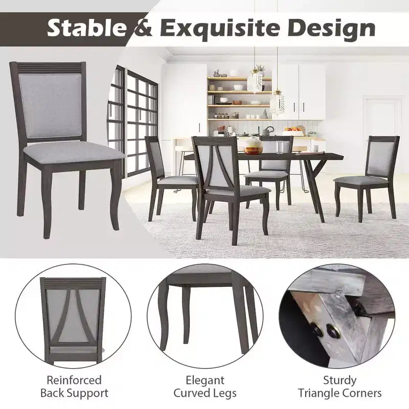 Costway Lot de 2 ou 4 chaises de salle à manger en bois avec cadre en bois d'hévéa, assise rembourrée et dossier haut
