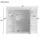 Armoire de toilette murale 35'' x 28'', armoire à pharmacie, armoire murale de salle de bain moderne avec miroir, armoire de toilette avec 6 étagères ouvertes