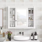 Armoire de toilette murale 35'' x 28'', armoire à pharmacie, armoire murale de salle de bain moderne avec miroir, armoire de toilette avec 6 étagères ouvertes