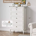 Heynemo Commode pour chambre à coucher, commode moderne à 5 tiroirs avec pieds en bois massif et finition peinte, idéale pour le salon, la chambre d'enfant, le couloir, l'entrée,