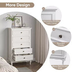 Heynemo Commode pour chambre à coucher, commode moderne à 5 tiroirs avec pieds en bois massif et finition peinte, idéale pour le salon, la chambre d'enfant, le couloir, l'entrée,