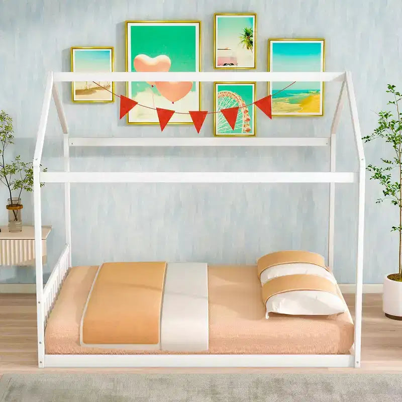 Lit cabane en bois Whisen Queen Size, Lit Montessori de style minimaliste