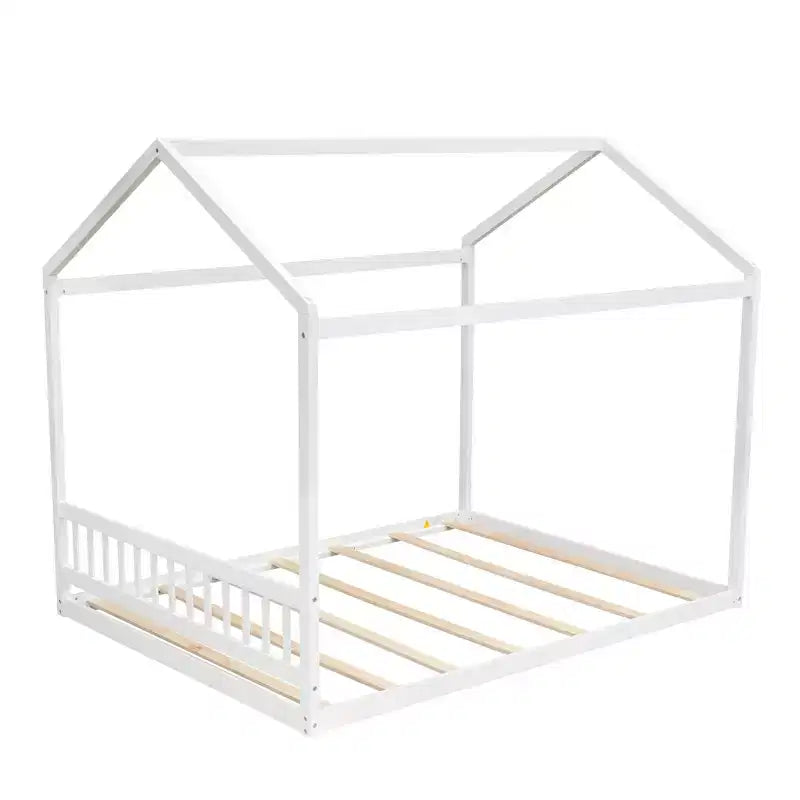 Lit cabane en bois Whisen Queen Size, Lit Montessori de style minimaliste