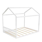 Lit cabane en bois Whisen Queen Size, Lit Montessori de style minimaliste