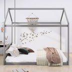 Lit cabane en bois Whisen Queen Size, Lit Montessori de style minimaliste