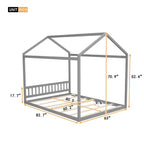 Lit cabane en bois Whisen Queen Size, Lit Montessori de style minimaliste