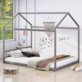 Whisen Queen Size Wooden House Bed, Minimalist Style Montessori Bed