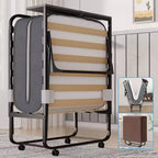 Mjkone Adult Folding Bed with Memory Foam Mattress Sleeper Wood Slats,With dust cover,75*32