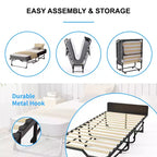 Lit pliant adulte Mjkone avec matelas en mousse à mémoire de forme et lattes en bois, avec housse anti-poussière, 75*32