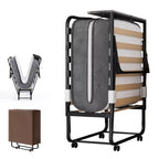 Lit pliant adulte Mjkone avec matelas en mousse à mémoire de forme et lattes en bois, avec housse anti-poussière, 75*32
