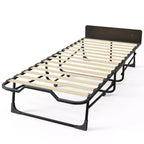 Lit pliant adulte Mjkone avec matelas en mousse à mémoire de forme et lattes en bois, avec housse anti-poussière, 75*32