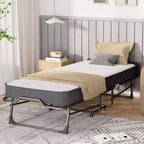 Lit pliant adulte Mjkone avec matelas en mousse à mémoire de forme et lattes en bois, avec housse anti-poussière, 75*32