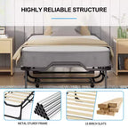 Lit pliant adulte Mjkone avec matelas en mousse à mémoire de forme et lattes en bois, avec housse anti-poussière, 75*32