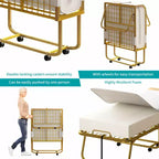 Lit pliant Mjkone avec matelas pour adultes, matelas en mousse à mémoire de forme, lit pliant portable avec sac anti-poussière et déflecteur, lit d'appoint pliant