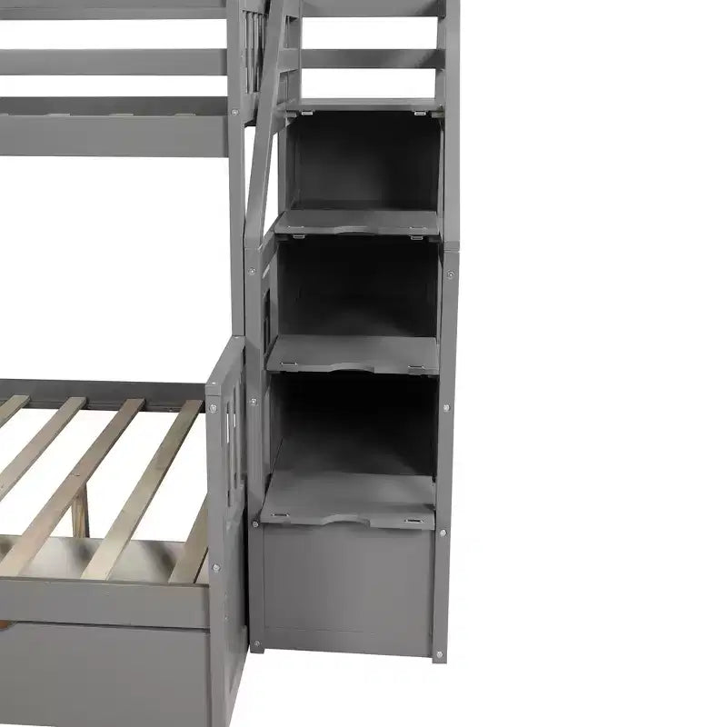 Lit superposé Whisen Twin sur Full avec tiroirs, rangement et toboggan, multifonctionnel