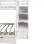 Lit superposé Whisen Twin sur Full avec tiroirs, rangement et toboggan, multifonctionnel