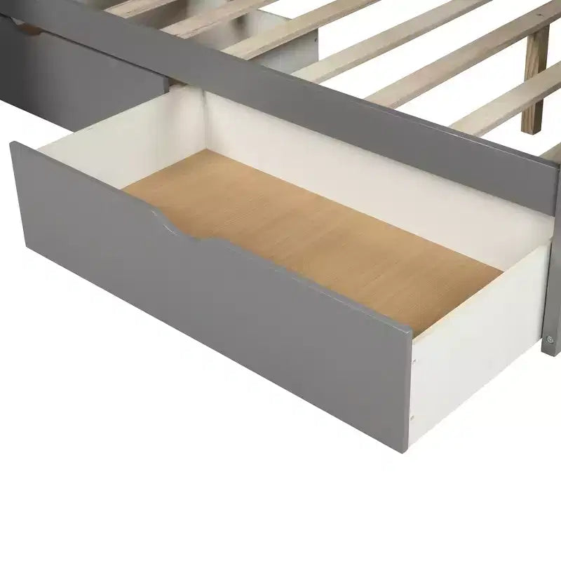 Lit superposé Whisen Twin sur Full avec tiroirs, rangement et toboggan, multifonctionnel